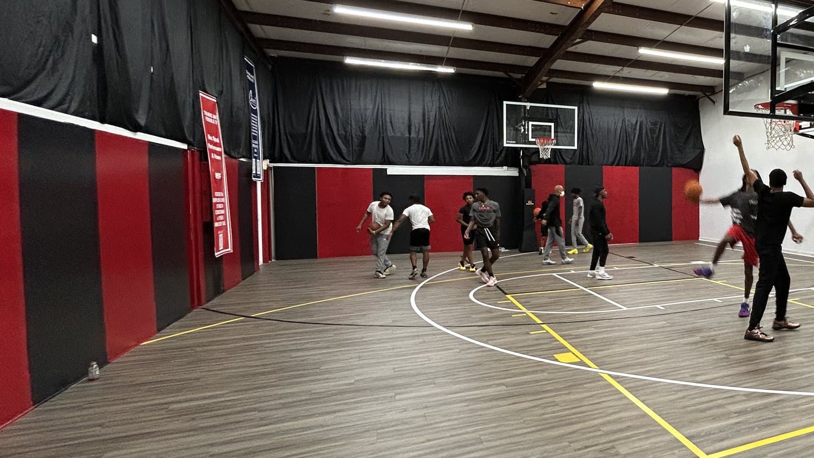 A rented half court in use at Max Speed Elite in Northeast Columbia, South Carolina